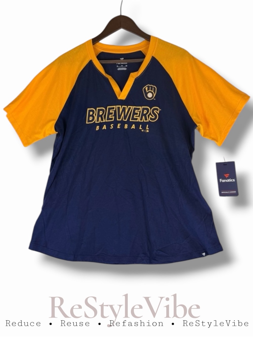 FANATICS Women’s Size XL Tee T-Shirt Top BREWERS MLB Baseball NWT Short Sleeve